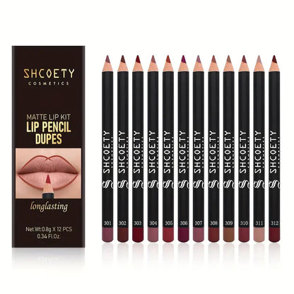 12pcs Multi-color Lip Liner Set, Waterproof, Sweat Proof, Long Lasting And Natural Look Lip Liner Crayon