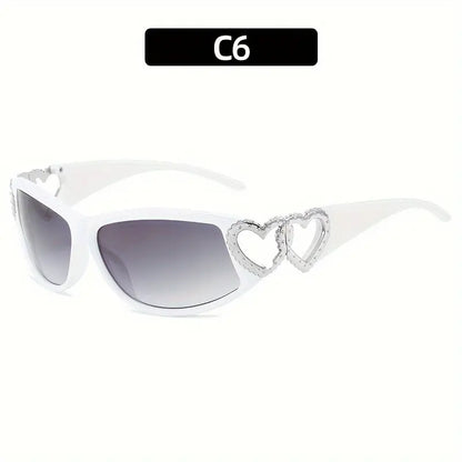 Y2K Heart Fashion Sunglasses For Women Wrap Around Gradient Fashion Sun Shades For Beach Pary Prom