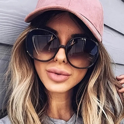 Round Oversized Frame Sunglasses Gradient Lens Women Sunshade Eyewear Outdoor Driving Fishing Eyeglasses