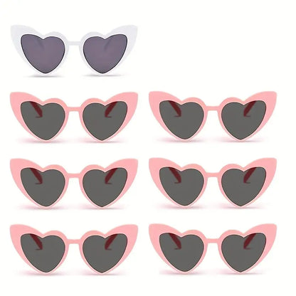 7pcs, 1 White And 6 Pink Bachelorette Party Love Heart Shaped Sunglasses Wedding Bridal Shower Decor Bridesmaid Bride Heart Sunglasses, Cheap Stuff, Weird Stuff, Mini Stuff, Cute Aesthetic Stuff, Cool Gadgets, Unusual Items, Cool Decor, Photo Props