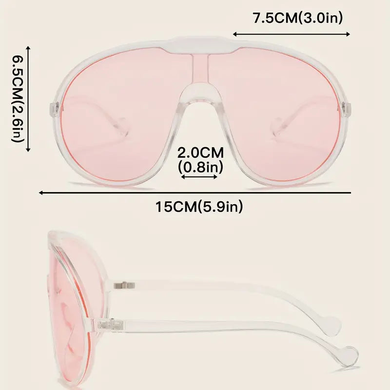 Lunettes de soleil surdimensionnées une pièce pour femmes et hommes, monture transparente Y2K, accessoires Photo décontractés en plein air, pour fête et plage 