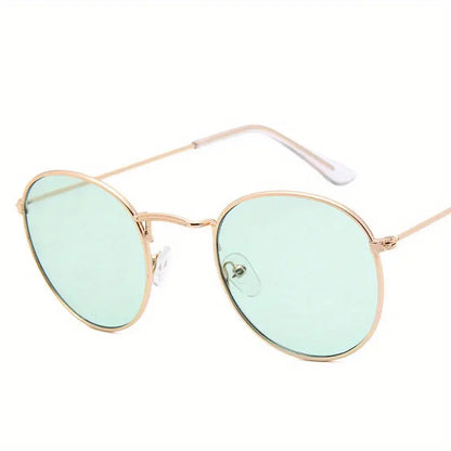 Round Metal Fashion Sunglasses For Women Men Brand Designer Mirror Lens Glasses For Driving Travel