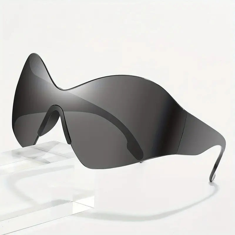 Y2K One-piece Fashion Sunglasses For Women Men Futuristic Full Wrap Around Outdoor Glasses For Cycling Beach Party Club