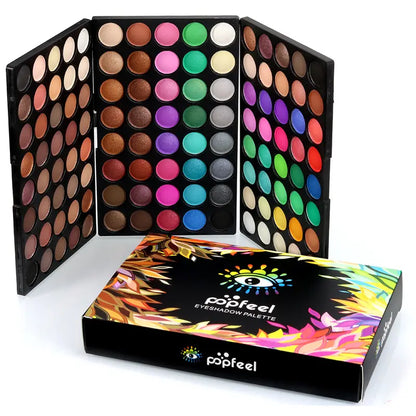 POPFEEL Palette de fards à paupières de plus de 19 couleurs sans cruauté envers les animaux - Ensemble de maquillage pour les yeux compact 3 en 1 multicolore aux finitions mates et chatoyantes pour un glamour en déplacement 