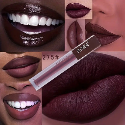 Coffee Nude Matte Velvet Lipstick, 5 Pcs Set Of Dark And Light Coffee Lip Glaze Set, Dark Skin Color Brown Non-stick Cup Lip Gloss Lipstick