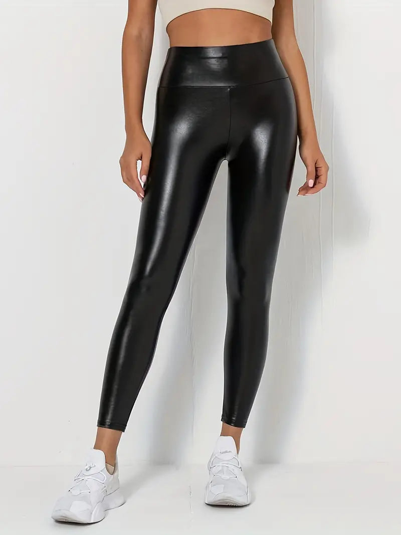 Push Up Leggings Sexy PU Leather Pants Solid Black Casual Leggings Plus Size Leggings