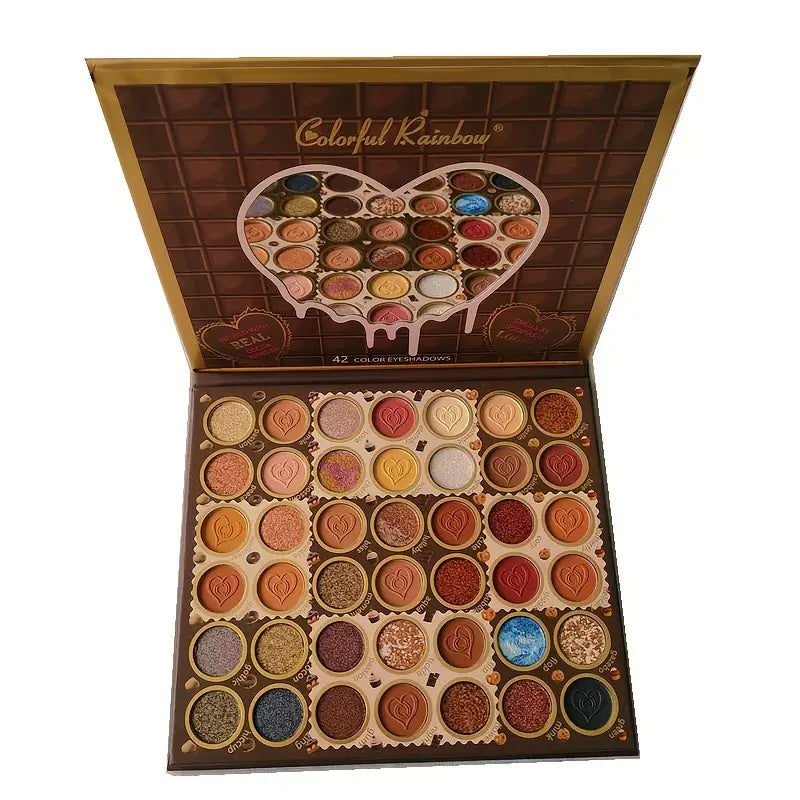 42 Colors Chocolate Eyeshadow Palette Shiny Pearlescent Glitter Matte Women's Face Palette Cosplay Party Eyeshadow