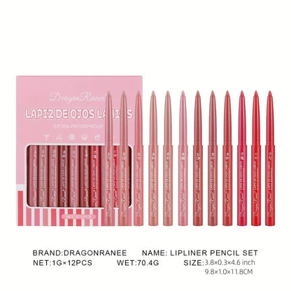 Waterproof Long-lasting Lip Liner Matte Lipstick Velvet Matte Women's Lipstick Pen Automatic Lip Liner Color Rendering Daily Natural Makeup Valentine's Day Gifts