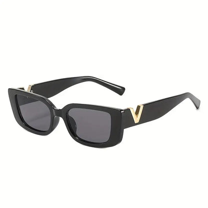 Women's Retro 90s Y2K Punk Rectangle Sunglasses - Cat Eye Style, Anti-Reflective Lenses, and Plastic Frame Material