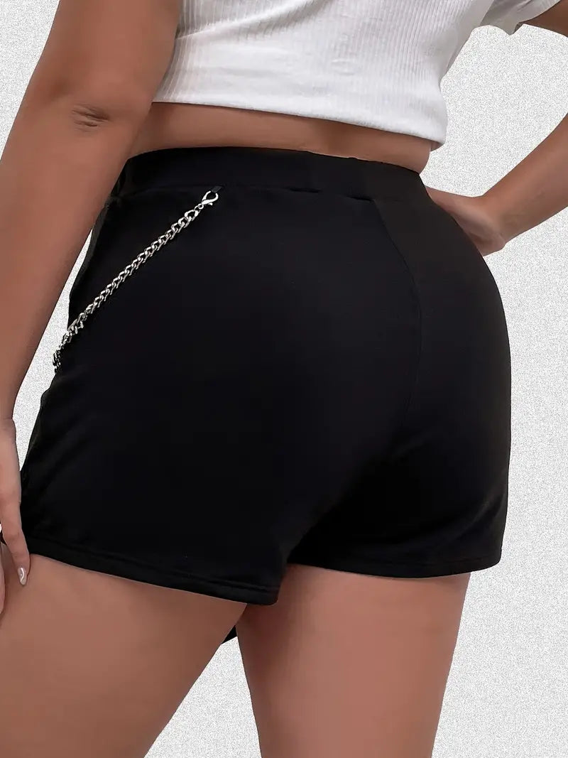 Women's Plus Size Y2K Skort with Metal Chain Decor - Asymmetric Design for Maximum Comfort & Style!