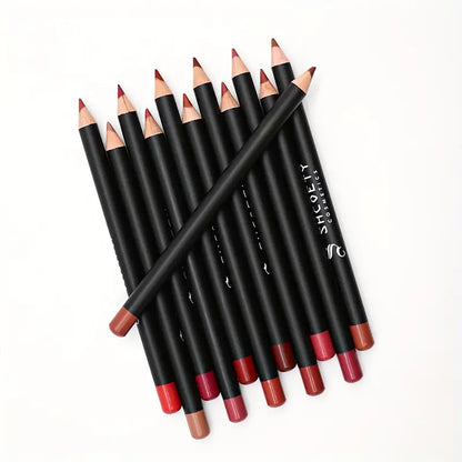 12pcs Multi-color Lip Liner Set, Waterproof, Sweat Proof, Long Lasting And Natural Look Lip Liner Crayon