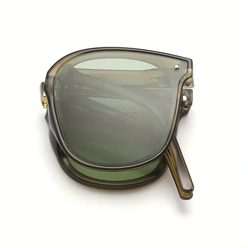 Lunettes de soleil polarisées pliables unisexes élégantes – Monture carrée avec décor de rivets, style sportif pour la pêche et les activités de plein air, lunettes légères et décontractées 