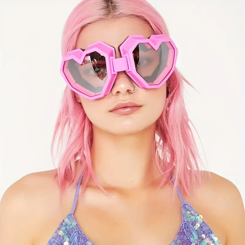 Oversized Heart Shaped Goggles Sports Outdoor Fashion Mirrored Sunglasses For Skiing Hiking Travel