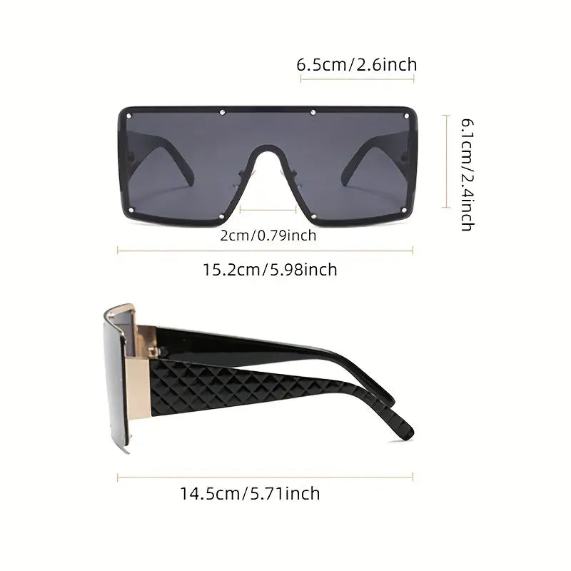 Oversized Flat Top Sunglasses For Women Men One-piece Ombre Lens Glasses Rivet Decor Shield Fashion Eyewear