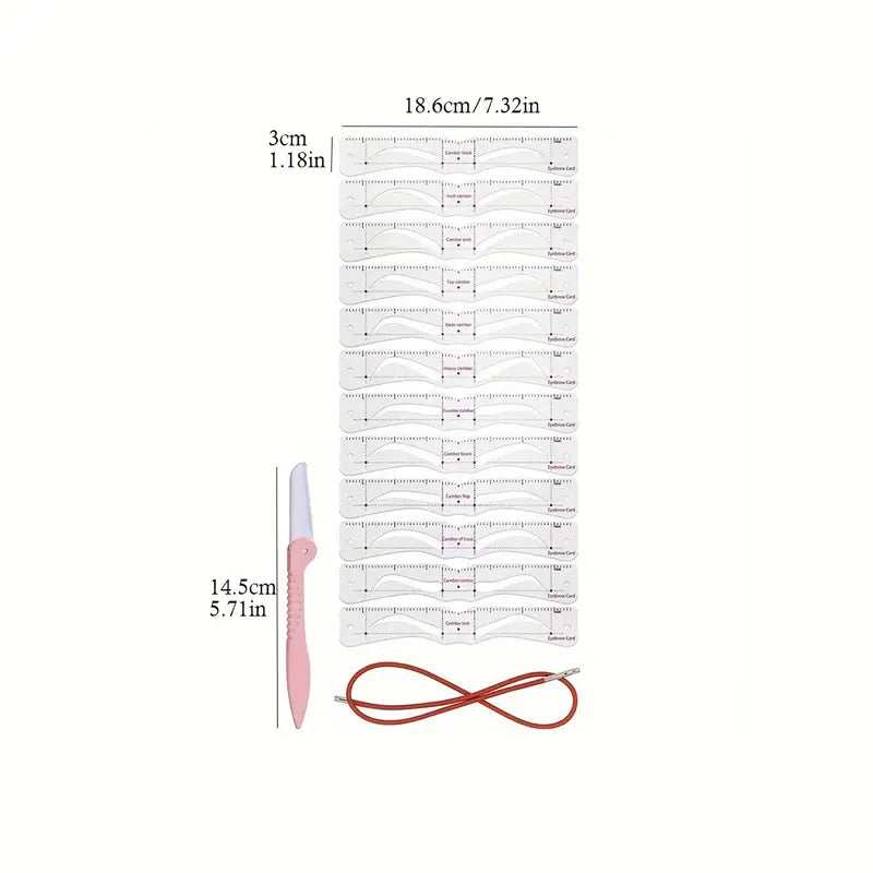 Ensemble de pochoirs à sourcils réutilisables 12 pièces et 1 rasoir à sourcils, guide de mise en forme des sourcils, bricolage, dessin, modèle de toilettage, carte, outil de maquillage facile 