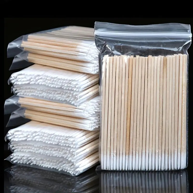 1000pcs Disposable Wooden Micro Bud Swabs Lint Free Eyelash Extension Glue Removing Tools Makeup Mini Brush