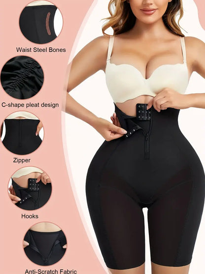 High Waist Zipper Shaping Shorts, Tummy Control Compression Butt Lifting Shorts, Women's Underwear & Shapewear