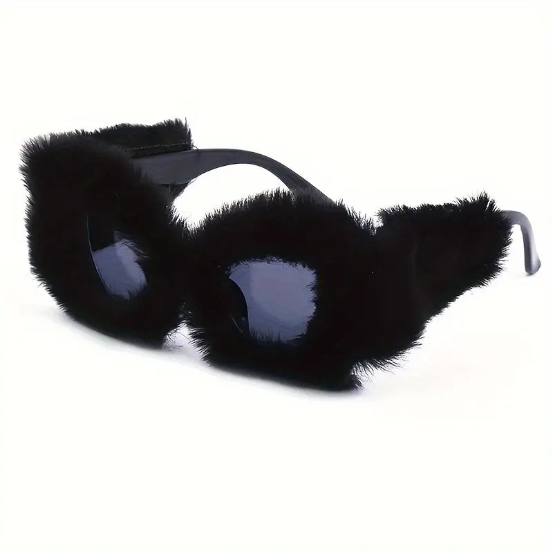 Large Cat Eye Sunglasses For Women Soft Plush Trendy Decorative Shades Props For Costume Party Club