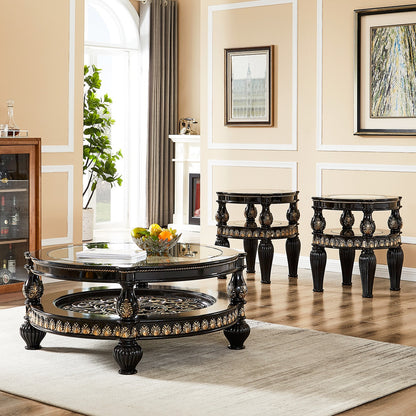 Coffee Table in Black Enamel & Gold