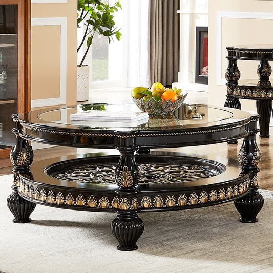 Coffee Table in Black Enamel & Gold