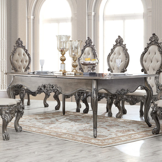 Dining Table in Antique Silver Grey Brown