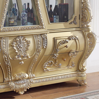 China Cabinet in Metallic Antique Gold