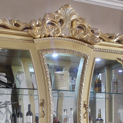 China Cabinet in Metallic Antique Gold