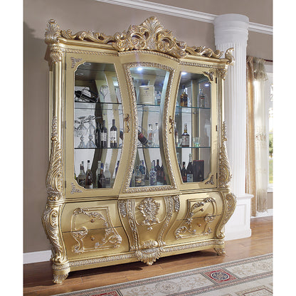 China Cabinet in Metallic Antique Gold