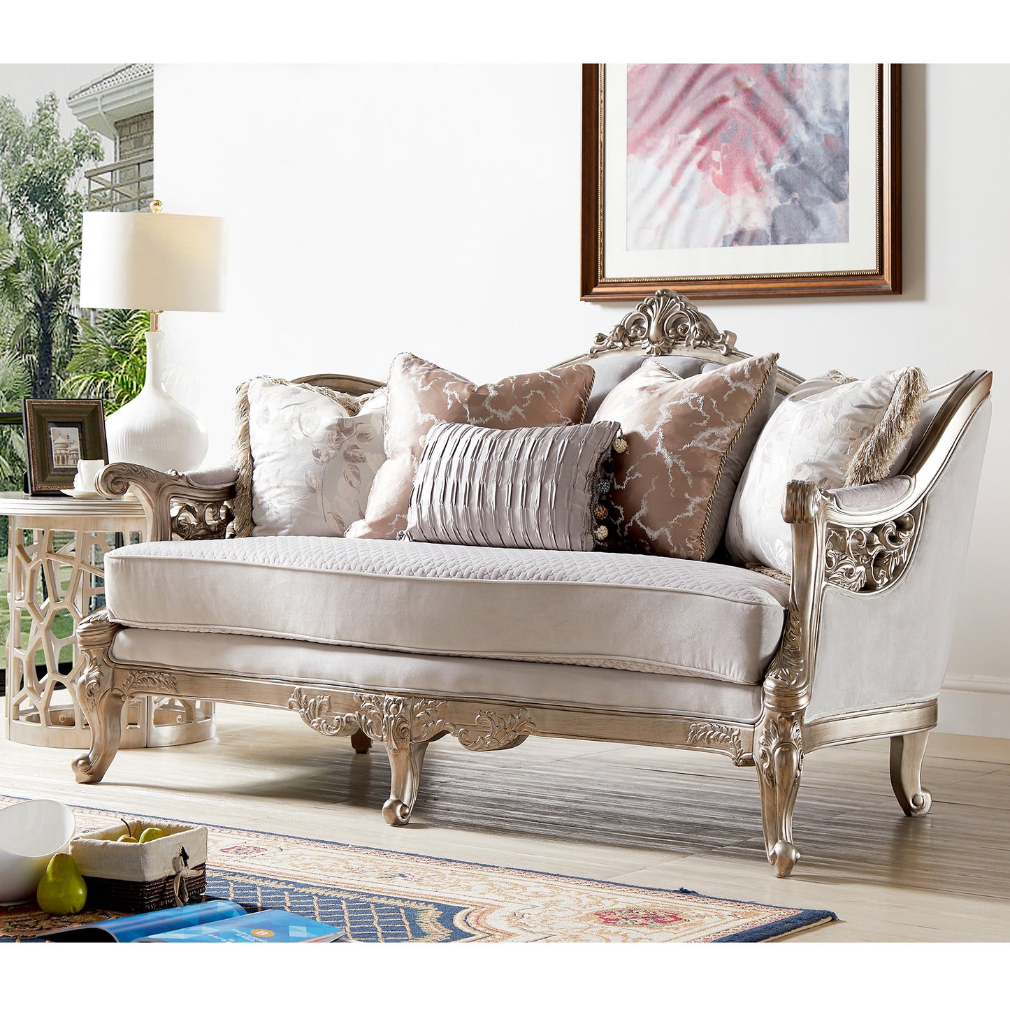 3pc Sofa Set Living Room Set in Antique Silver