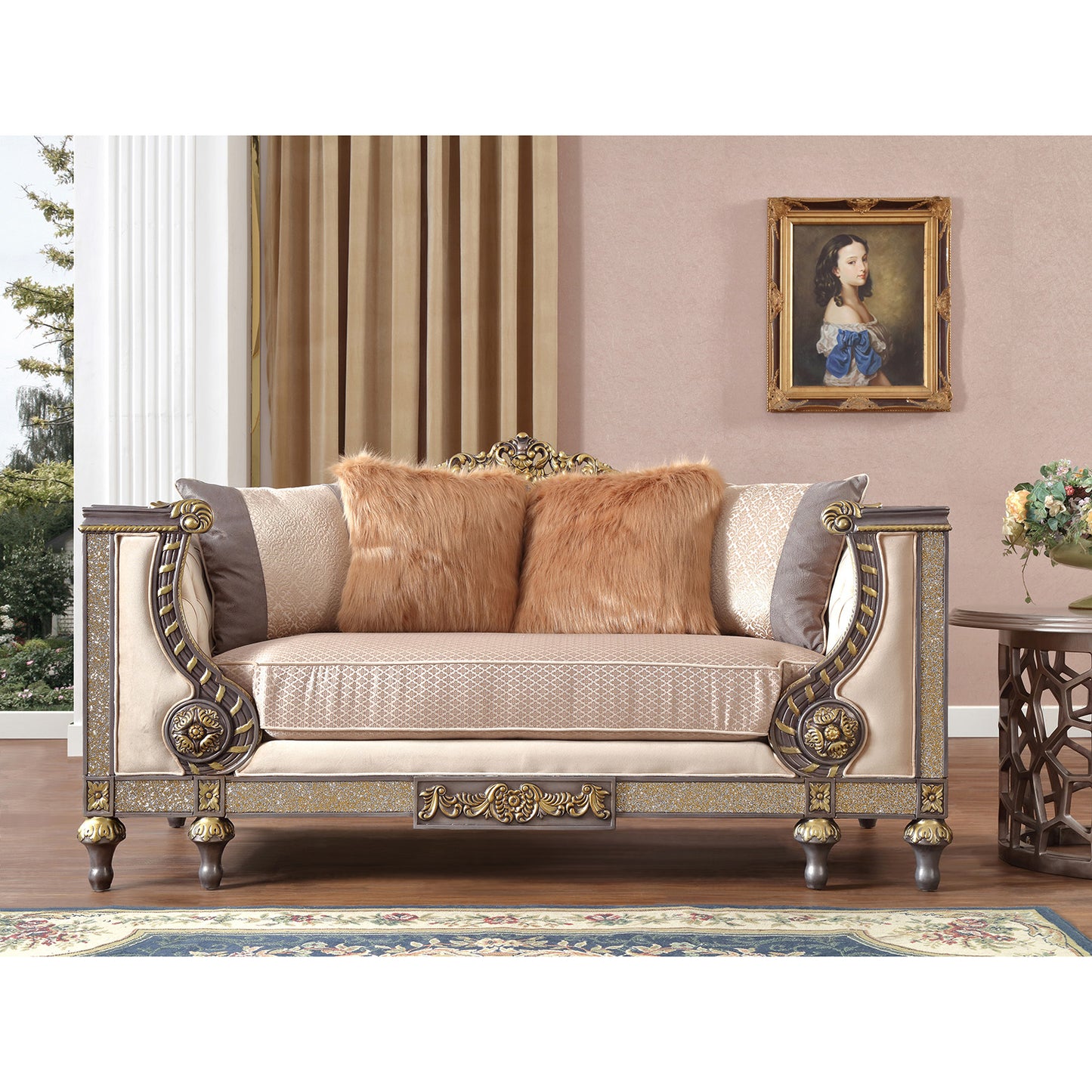 3pc Sofa Set Living Room Set in Gold