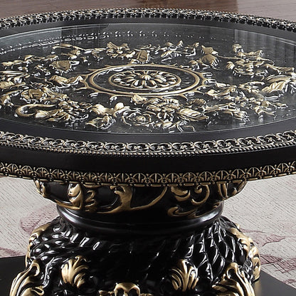 Coffee Table in Ebony Black with Antique Gold