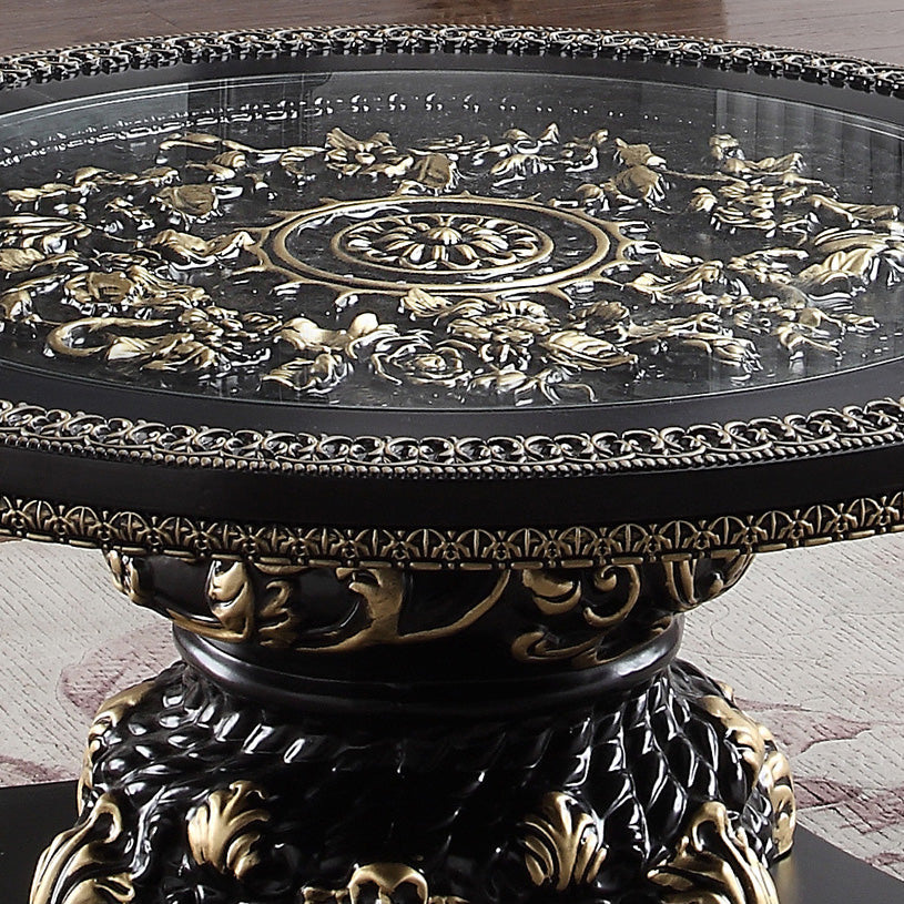 End Table in Ebony Black with Antique Gold