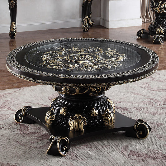 Coffee Table in Ebony Black with Antique Gold