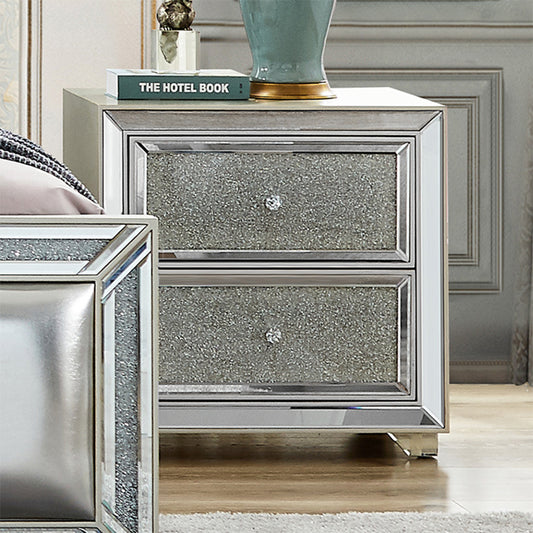 Bedroom Nightstand in Champagne Silver