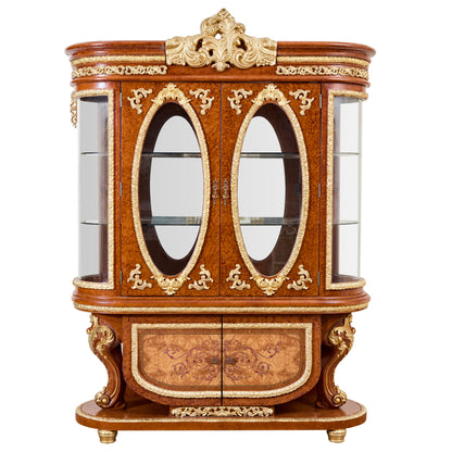 China Cabinet in Cherry and Metallic Gold