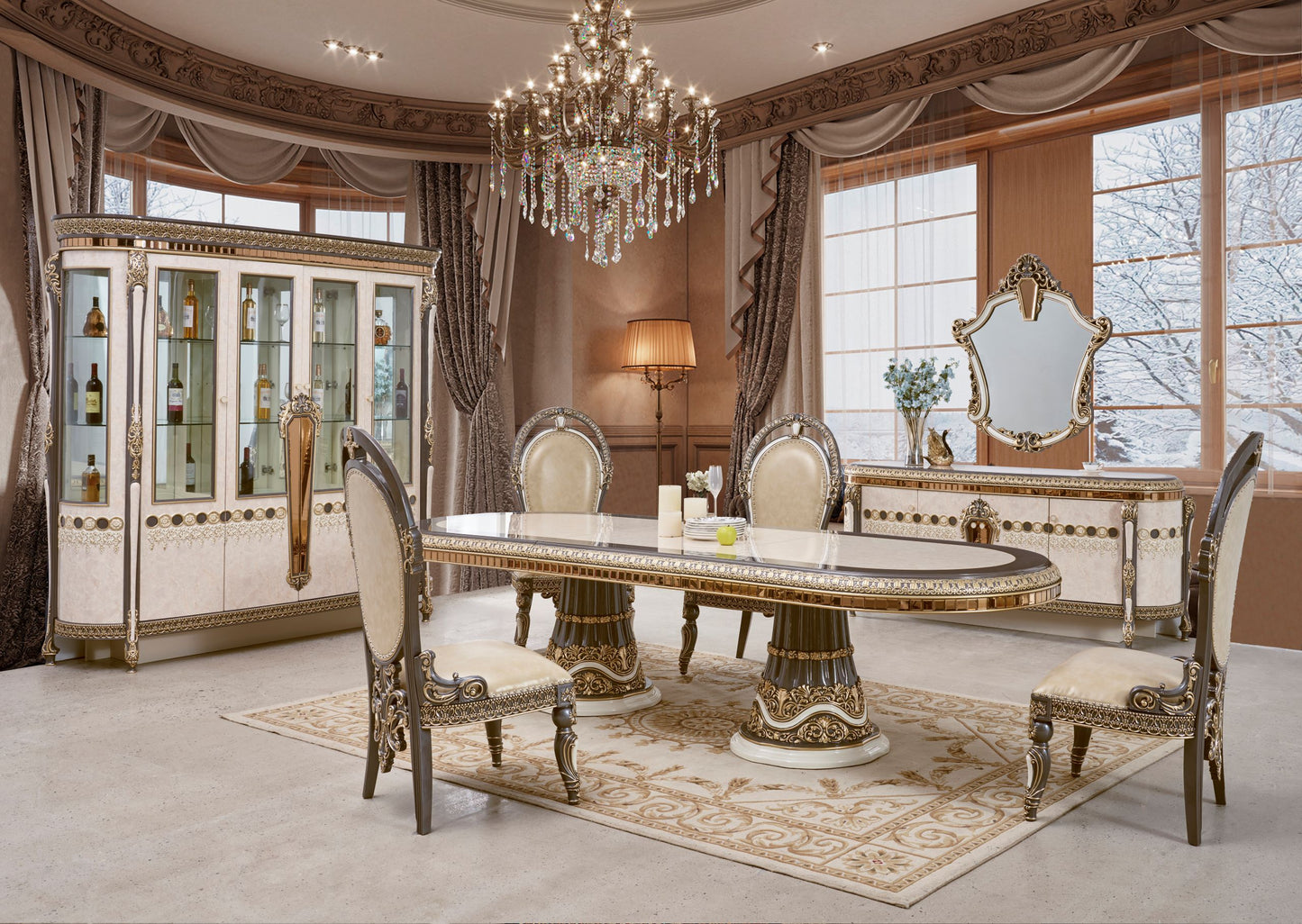 9 PC DINING SET FORMAL EUROPEAN DINING ROOM DINING ROOM SET