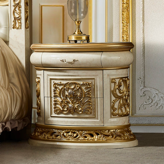 Nightstand in Antique White and Gold