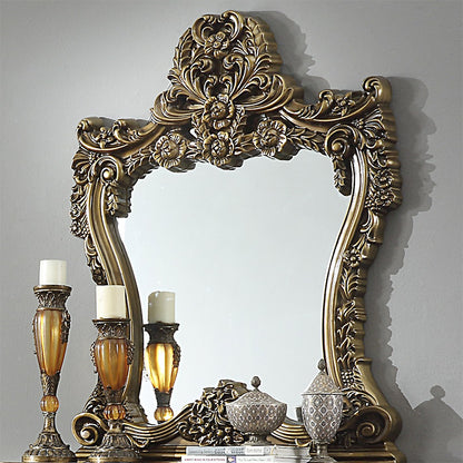 Console Mirror Perfect Brown & Metallic Antique Gold Highlights