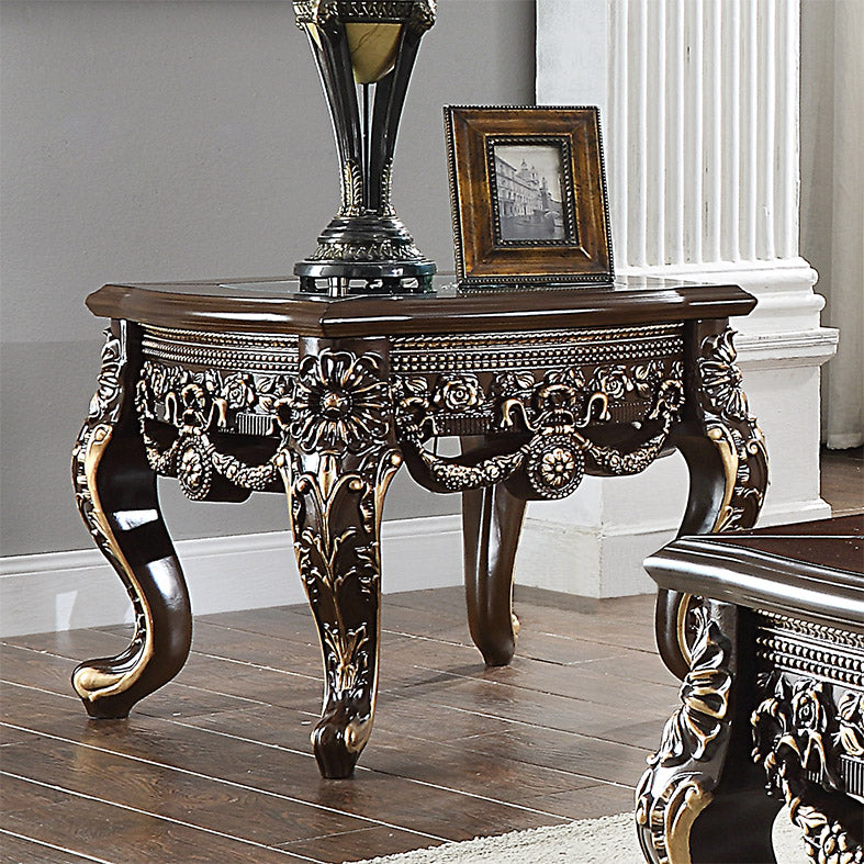 End Table Cherry with Metallic Antique Gold