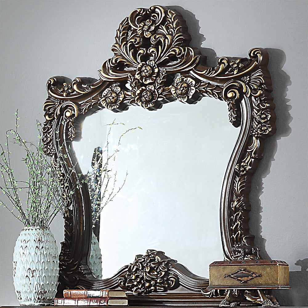 Console Mirror Cherry & Metallic Antique Gold Highlights