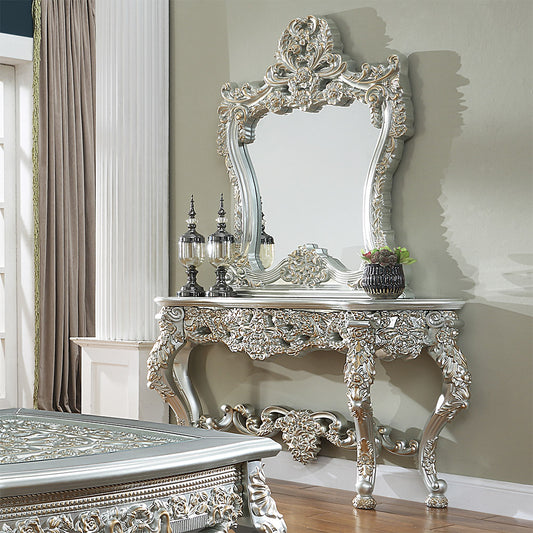 Console Table in Belle Silver & Metallic Antique Gold