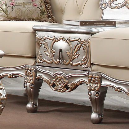 Sofa in Metallic Silver with Antique Gold Highlights