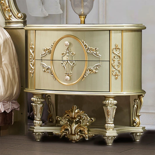 Nightstand with Hints of Gold Tone