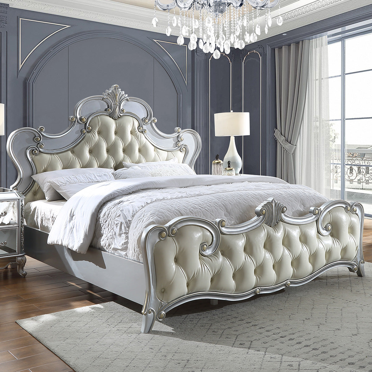 Eastern King Bed in Luna Silver