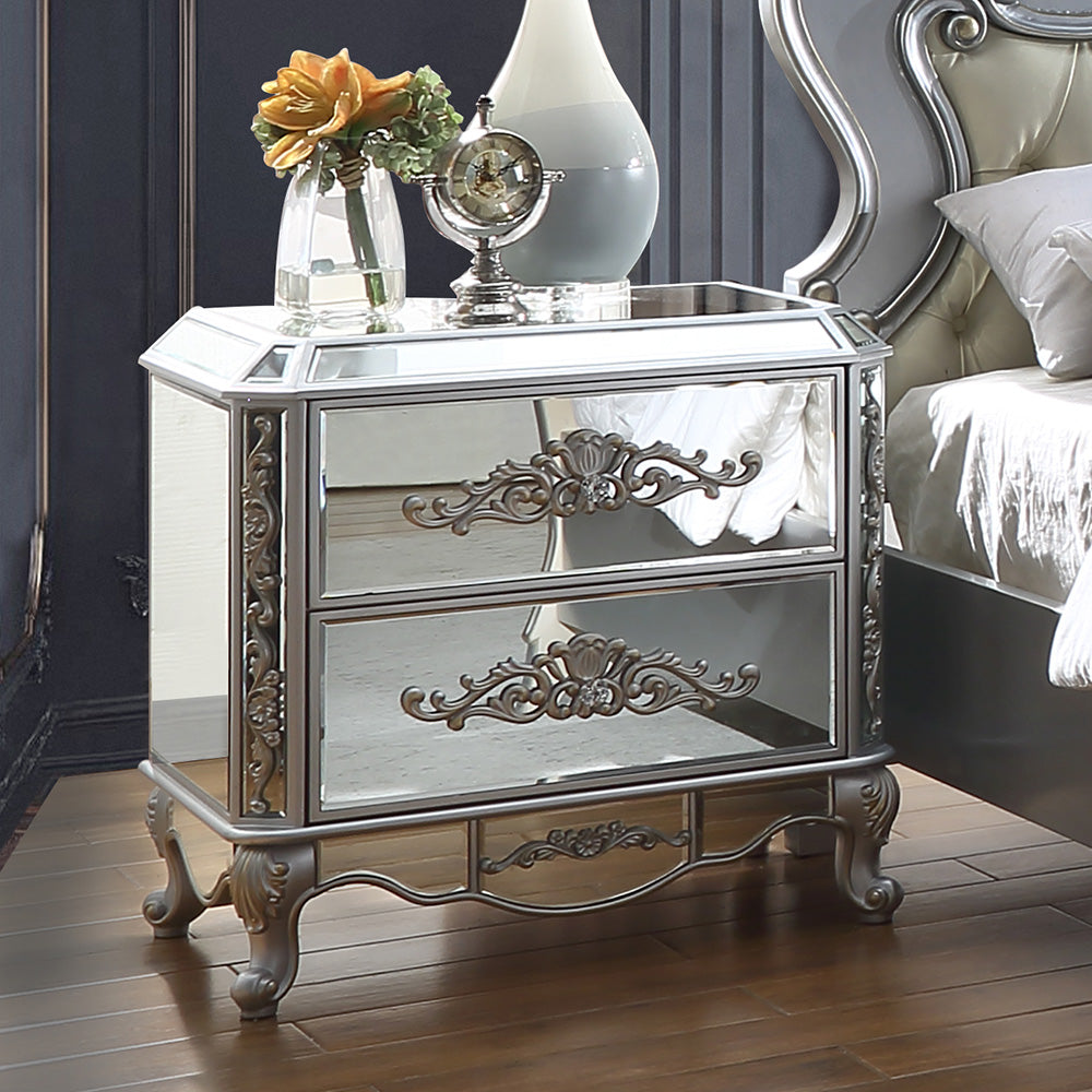 Nightstand in Luna Silver / Mirror