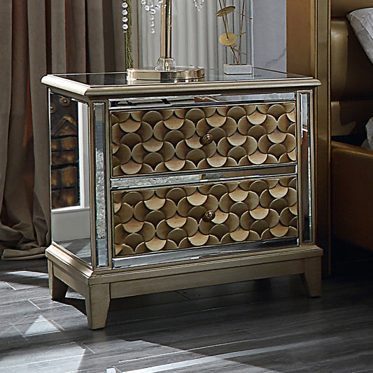 Nightstand in Antiqued Gold / Mirror