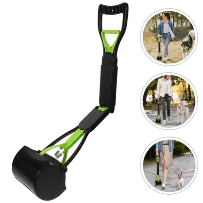 28" Pet Pooper Scooper, Foldable Dog Pooper Scooper with Unbreakable Material and Durable Spring for Grass and Gravel, Green