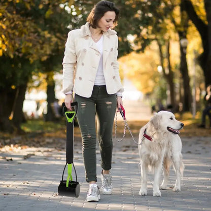 28" Pet Pooper Scooper, Foldable Dog Pooper Scooper with Unbreakable Material and Durable Spring for Grass and Gravel, Green