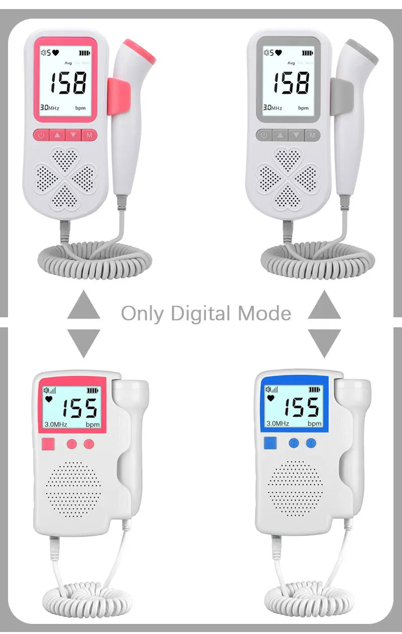 Upgraded 3.0MHz Doppler Fetal Heart rate Monitor Home Pregnancy Baby Fetal Sound Heart Rate Detector LCD Display No Radiation Fetal Heart Rate Monitor - Monitor Your Baby's Health with Ease!