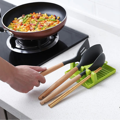 Utensil Rest with Drip Pad for Multiple Utensils - BPA-Free, Heat-Resistant Spoon Rest & Spoon Holder for Stove Top - Kitchen Utensil Holder for Ladles & Tongs - Carnival Grass